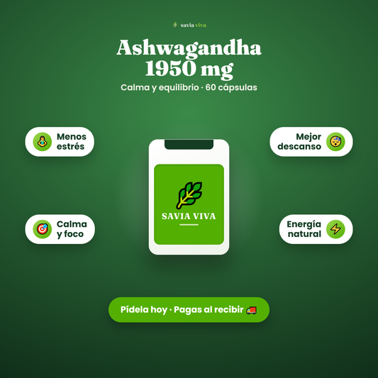 Ashwagandha 1950 mg Savia Viva — 60 cápsulas
